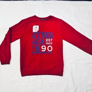 U.S. Polo Assn. Red Crewneck Sweater with Blue & White Graphic